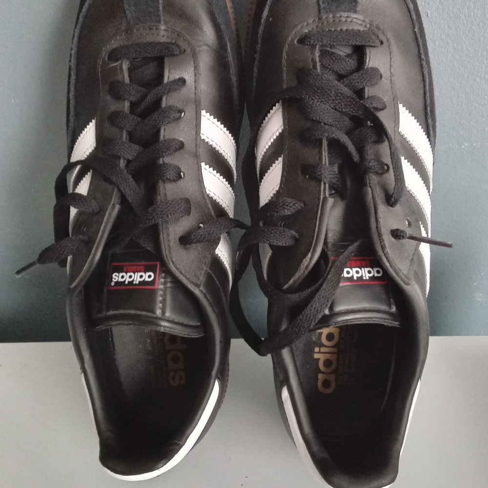 Adidas Samba Classic Black White Leather Gum Sole Sneakers Mens Size